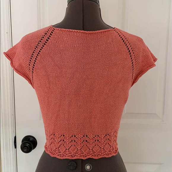Handmade 100% Silk Lace Sweater Coral XS - Picture 4 of 4